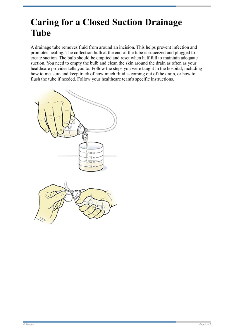 Text Caring for a Closed Suction Drainage Tube