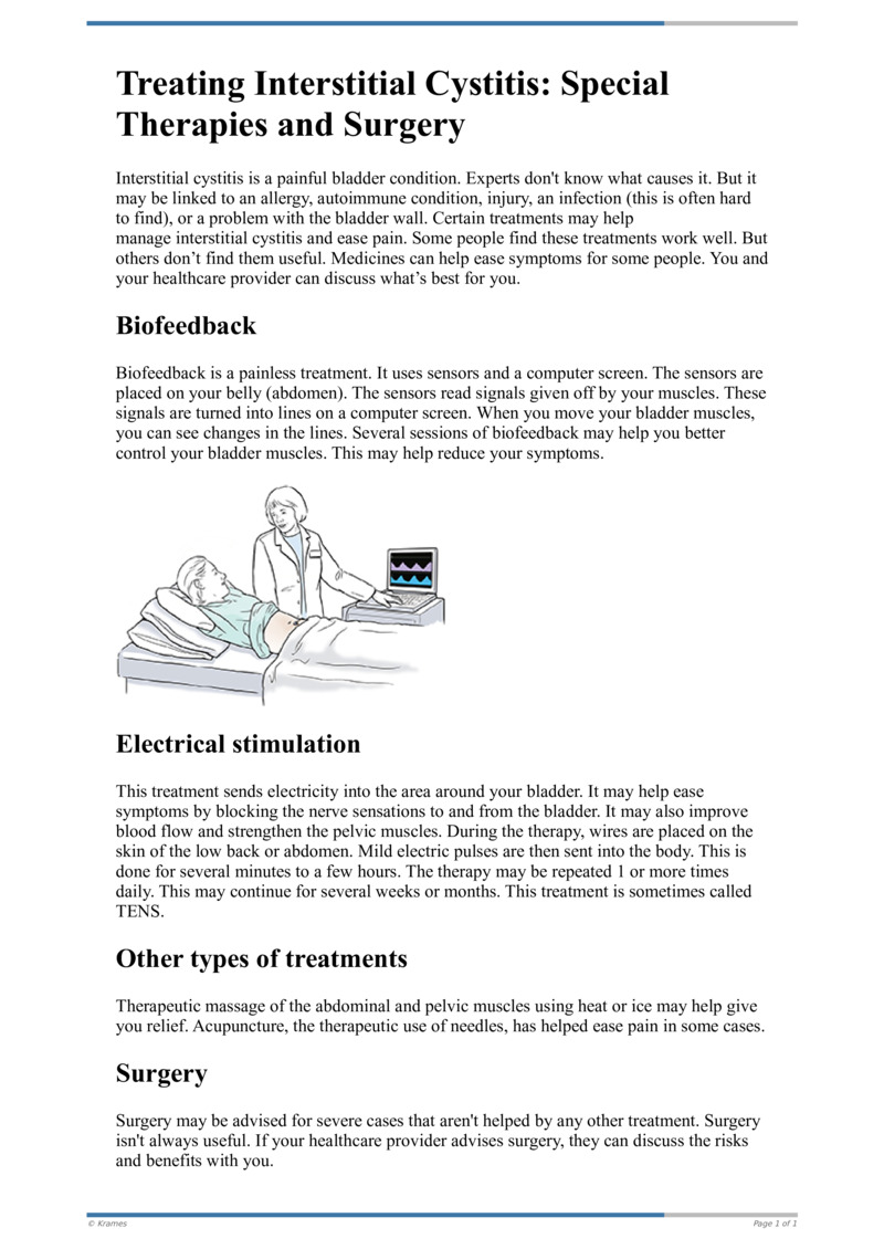 Text Treating Interstitial Cystitis Special Therapies and Surgery