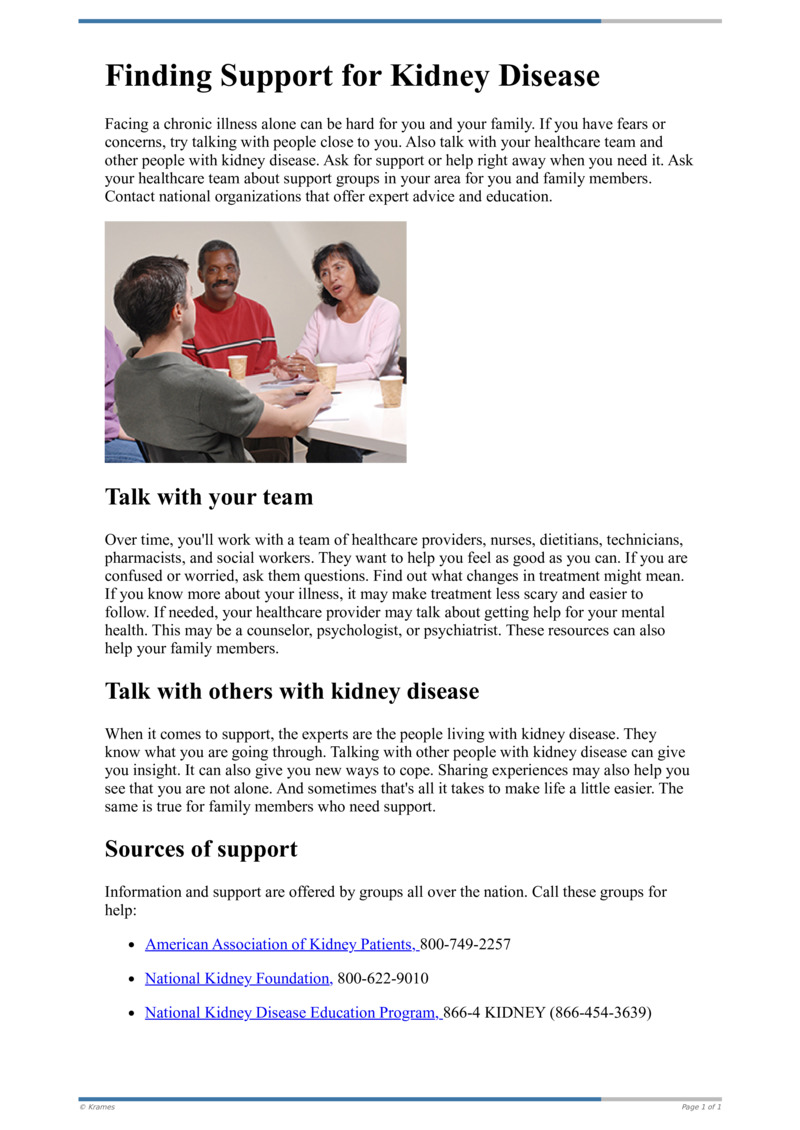 Text - Finding Support For Kidney Disease - HealthClips Online