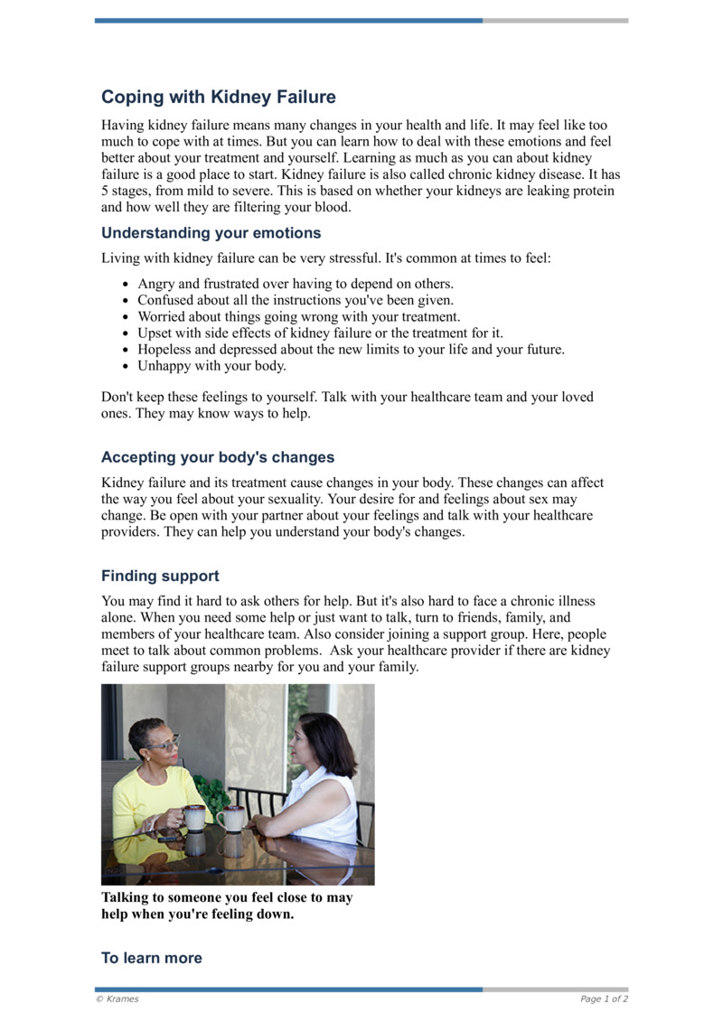 PDF Coping with Kidney Failure HealthClips Online