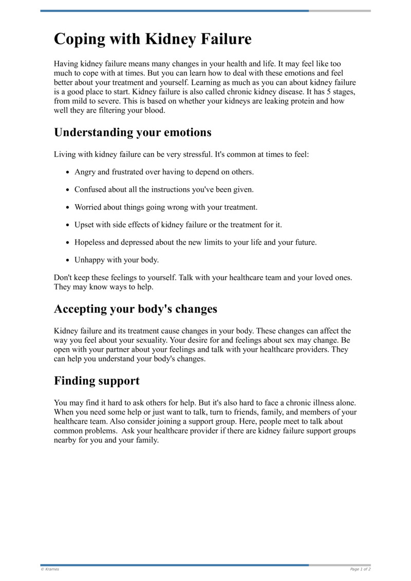 Text Coping with Kidney Failure HealthClips Online