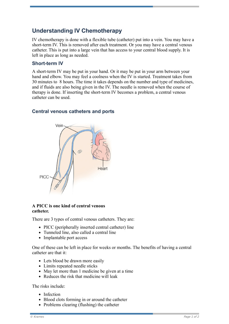 PDF Understanding IV Chemotherapy HealthClips Online