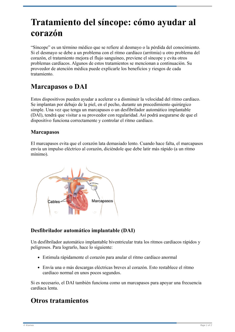 Text Tratamiento Del Síncope Cómo Ayudar Al Corazón Healthclips Online