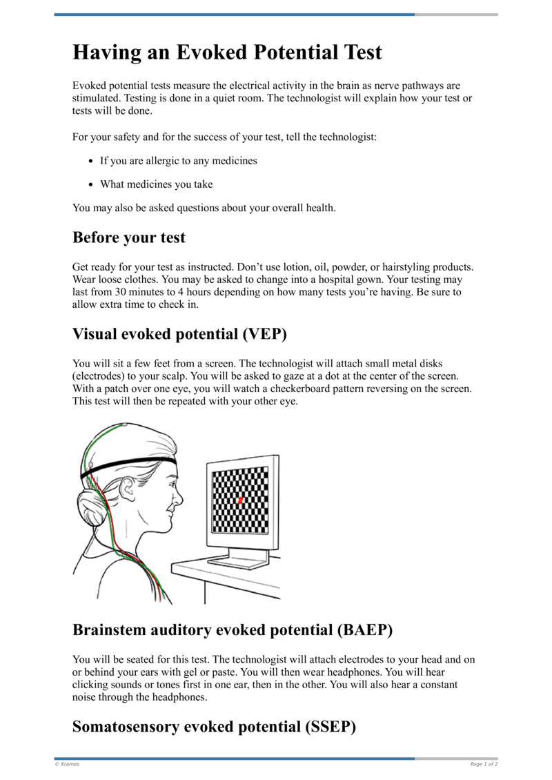 Text Having an Evoked Potential Test HealthClips Online