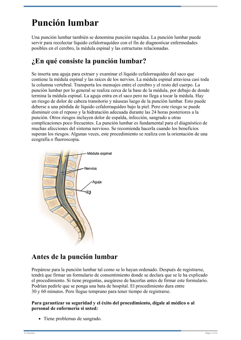 Text - Punción lumbar - HealthClips Online