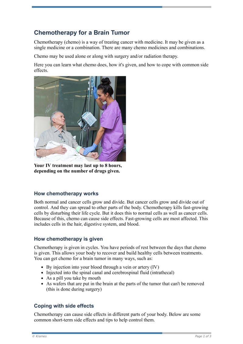 PDF - Chemotherapy for a Brain Tumor - HealthClips Online