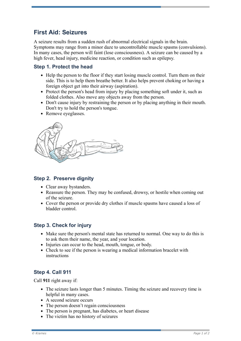 PDF First Aid Seizures HealthClips Online