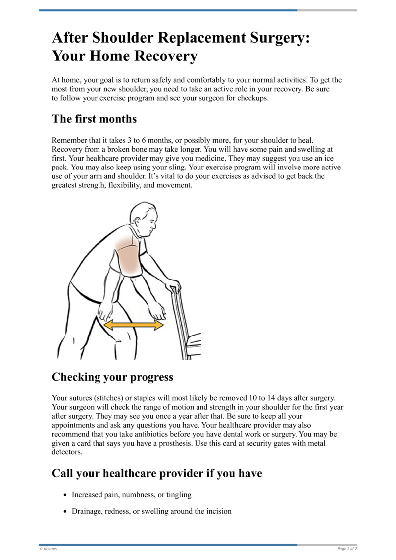 PDF After Shoulder Replacement Surgery Your Home Recovery