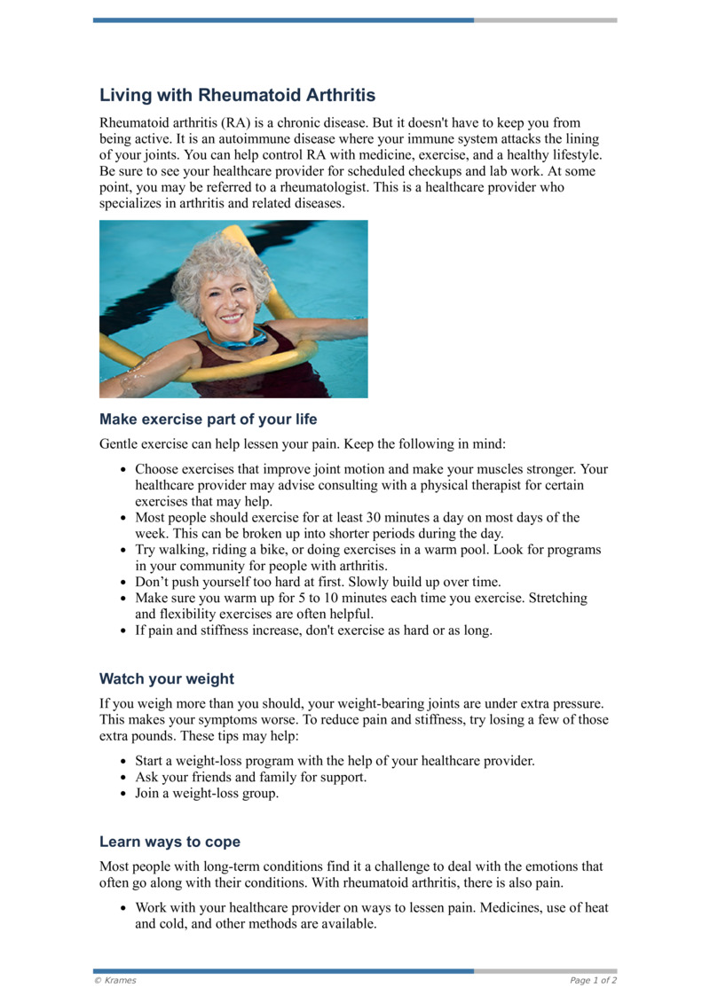 PDF Living with Rheumatoid Arthritis HealthClips Online