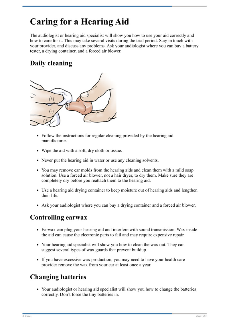 Text Caring for a Hearing Aid HealthClips Online