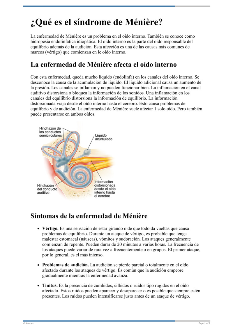 Text ¿Qué es el síndrome de Ménière? HealthClips Online