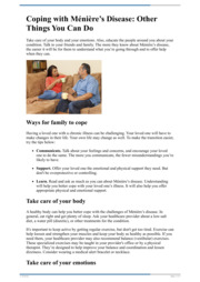 Thumbnail image for "Coping with Meniere's Disease: Other Things You Can Do"