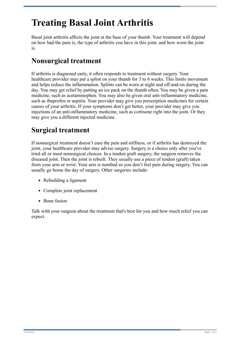Text Treating Basal Joint Arthritis HealthClips Online