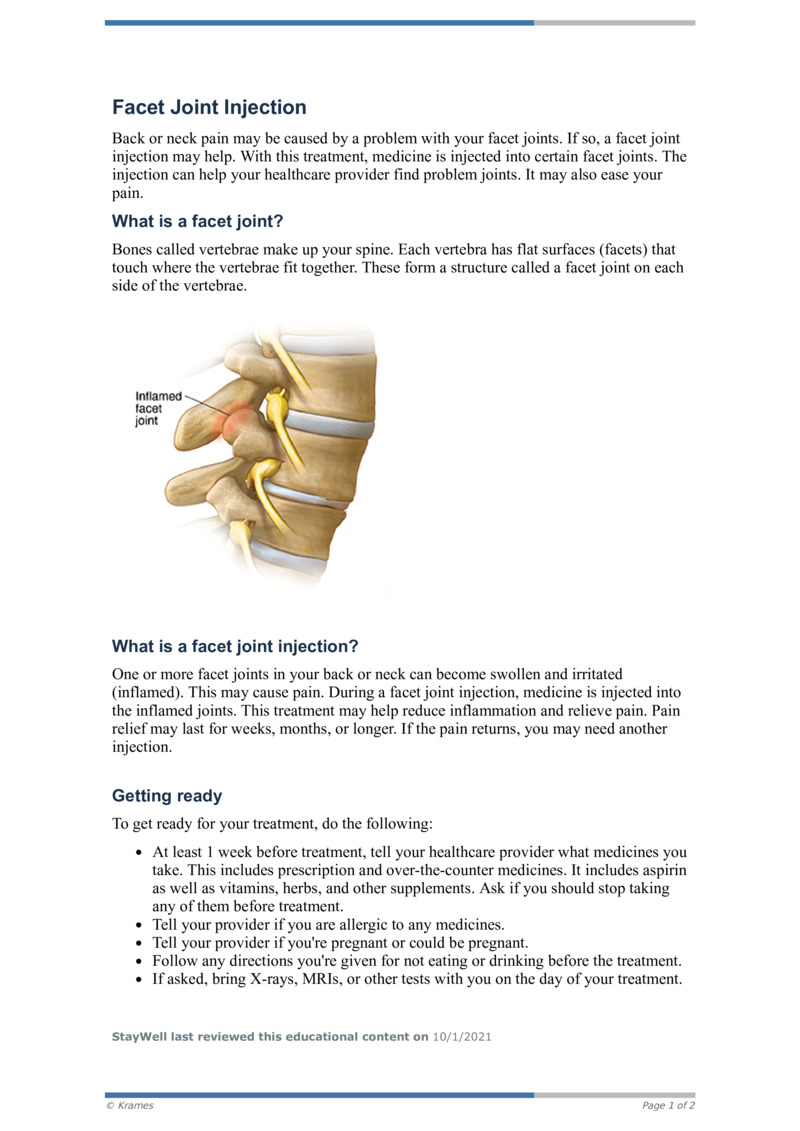 PDF Facet Joint Injection HealthClips Online