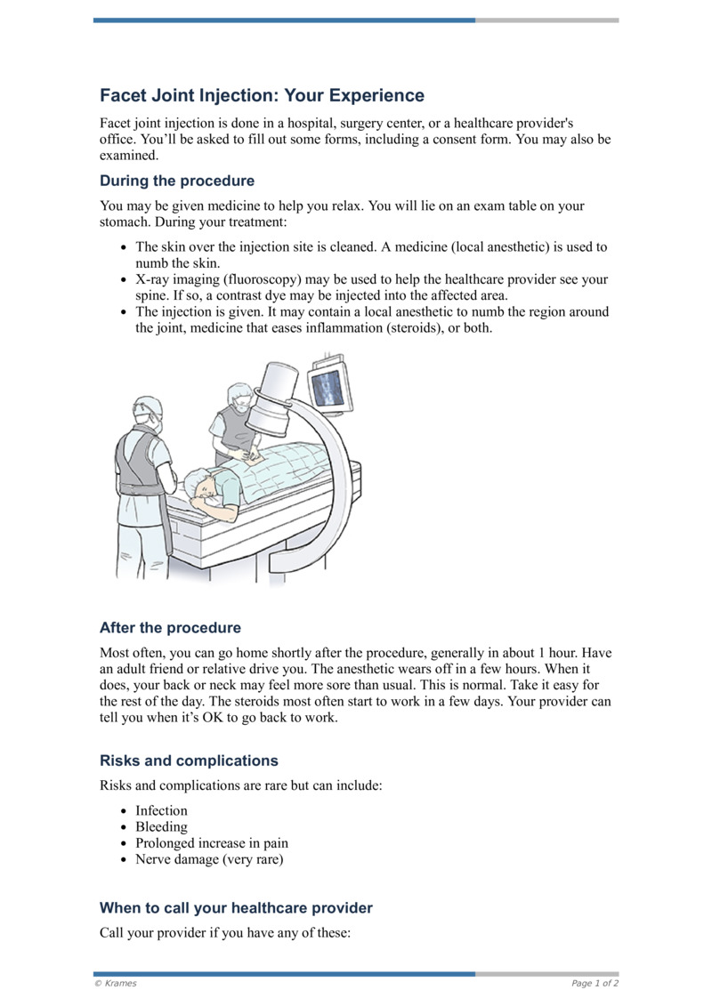PDF Facet Joint Injection Your Experience HealthClips Online