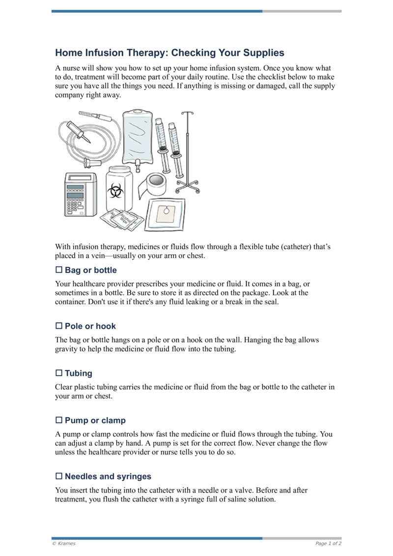 PDF - Home Infusion Therapy: Checking Your Supplies - HealthClips Online