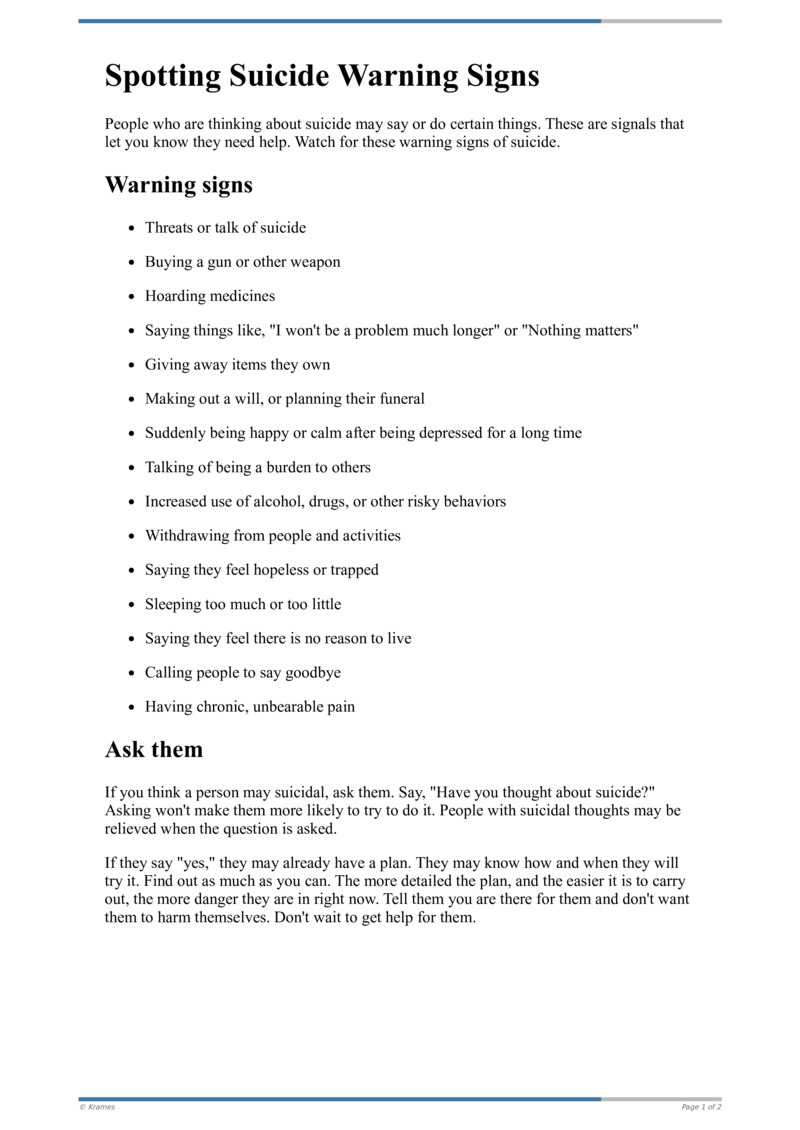 Poster image for "Recognizing Suicide Warning Signs in Others"