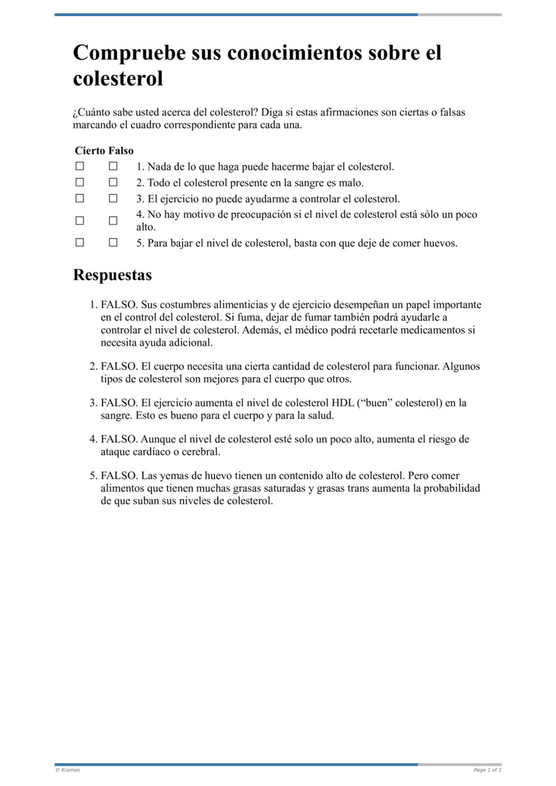 Text Cholesterol Quiz HealthClips Online
