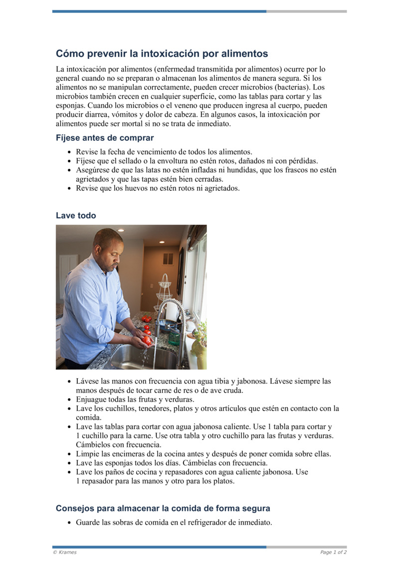 Text Cómo prevenir la intoxicación por alimentos HealthClips Online