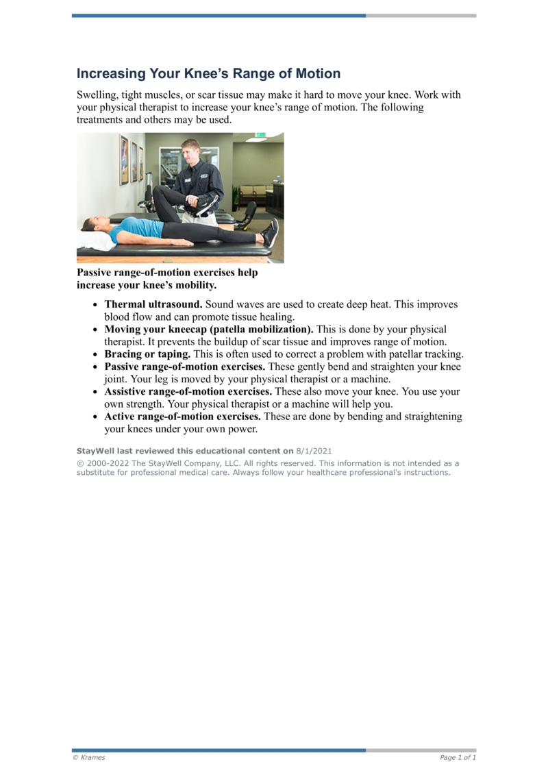 Range Of Motion For Knee