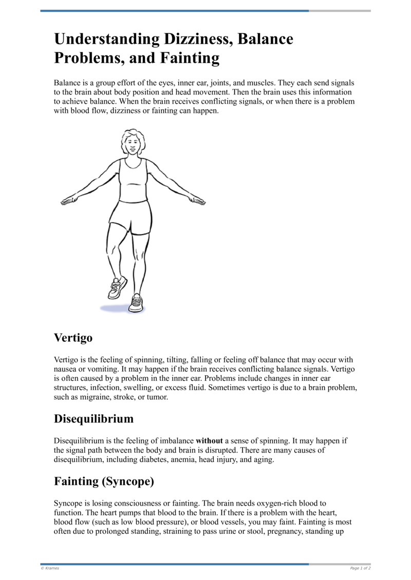 Poster image for "Understanding Dizziness, Balance Problems, and Fainting"