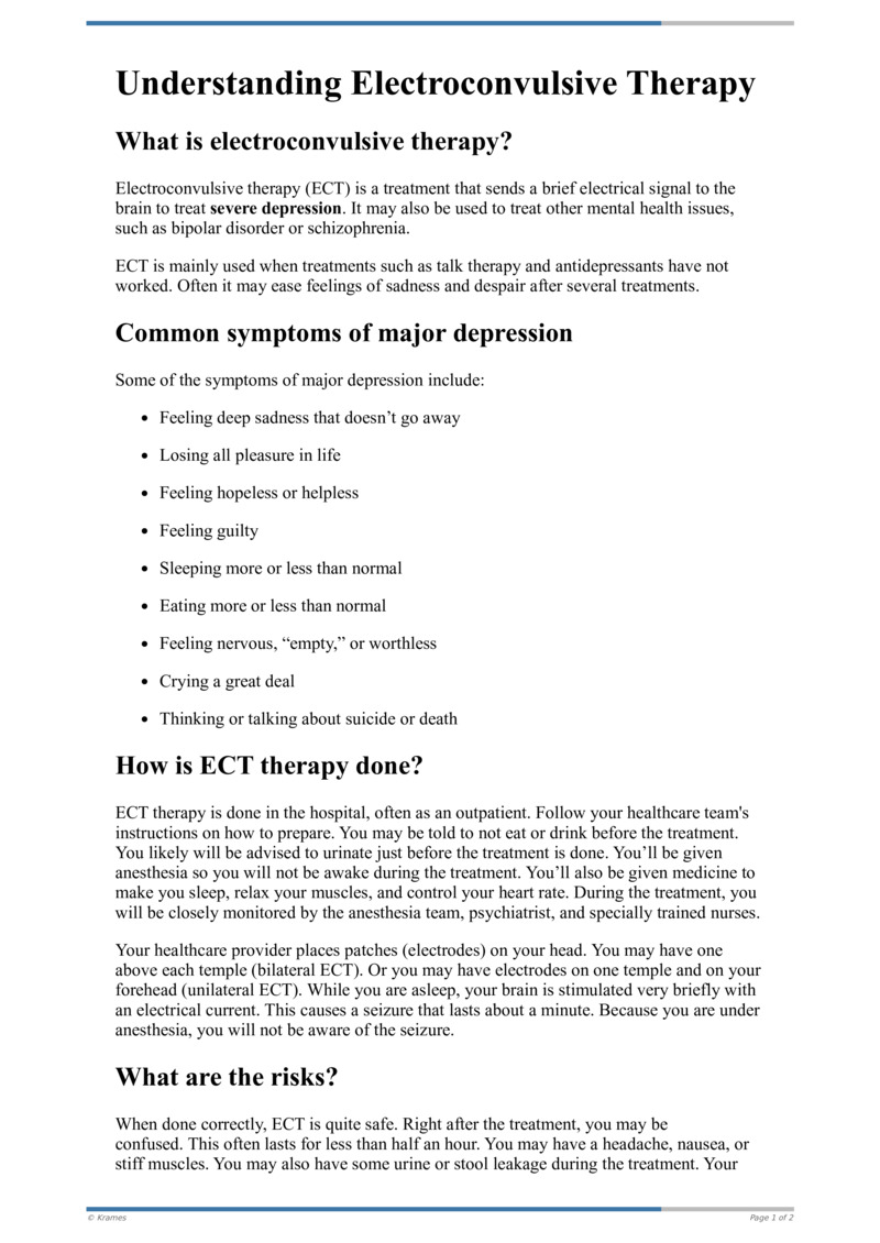 Text - Understanding Electroconvulsive Therapy - HealthClips Online