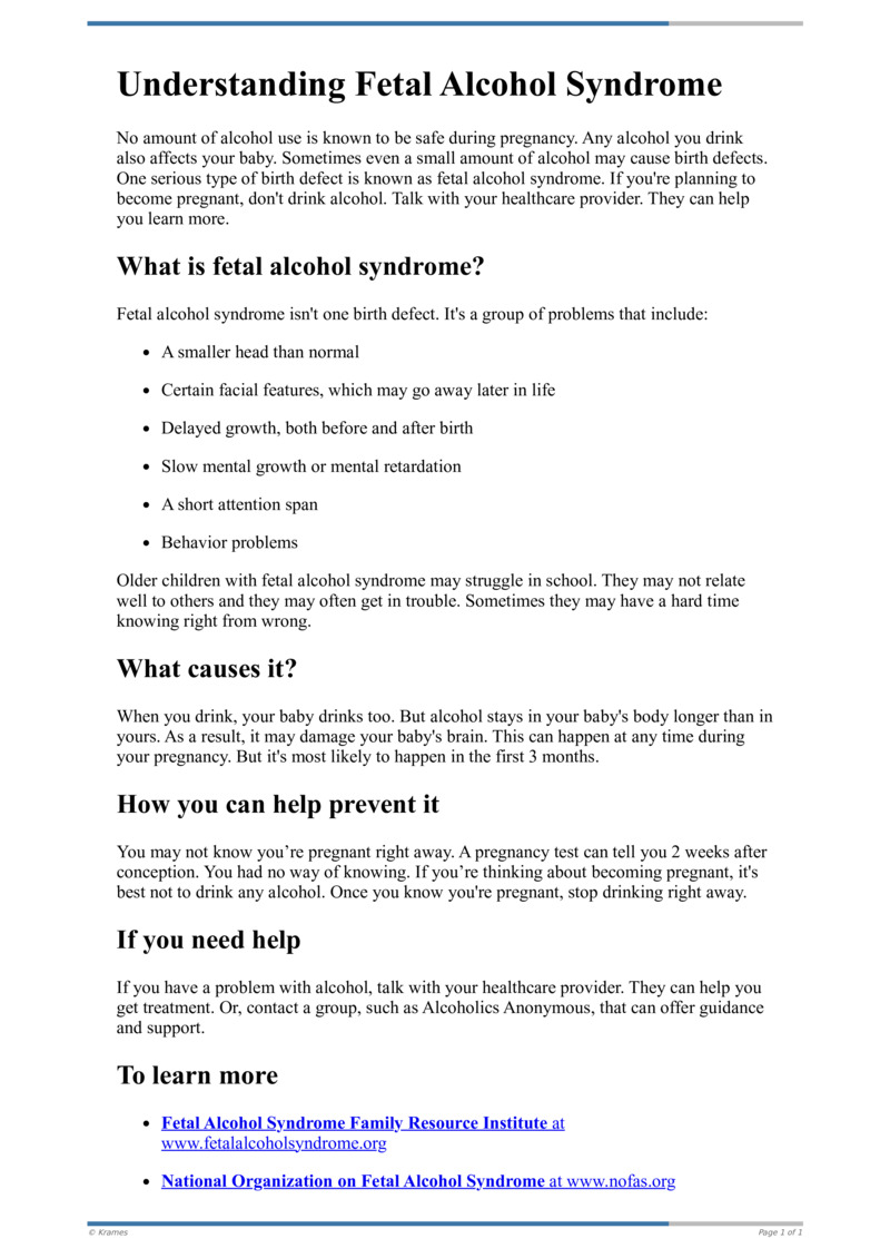 Text - Understanding Fetal Alcohol Syndrome - HealthClips Online