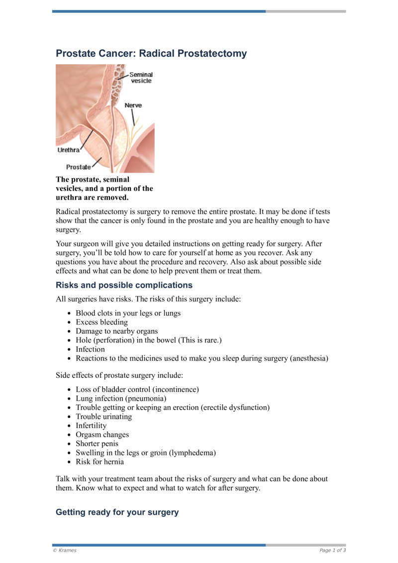 PDF - Prostate Cancer: Radical Prostatectomy - HealthClips Online