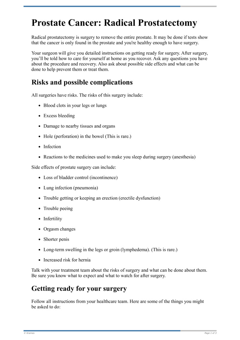 Text Prostate Cancer Radical Prostatectomy HealthClips Online