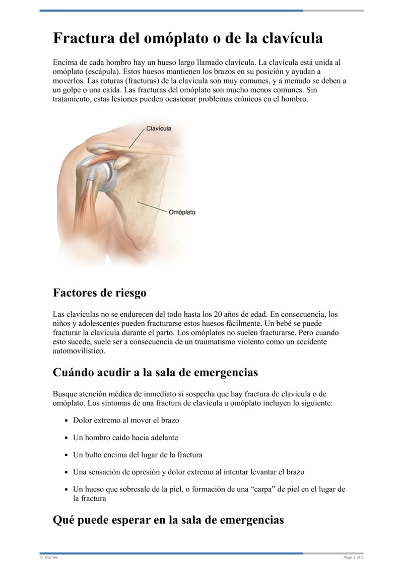 Text - Fractura Del Omóplato O De La Clavícula - HealthClips Online