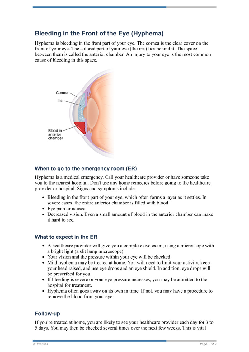 PDF - Bleeding in the Front of the Eye (Hyphema) - HealthClips Online