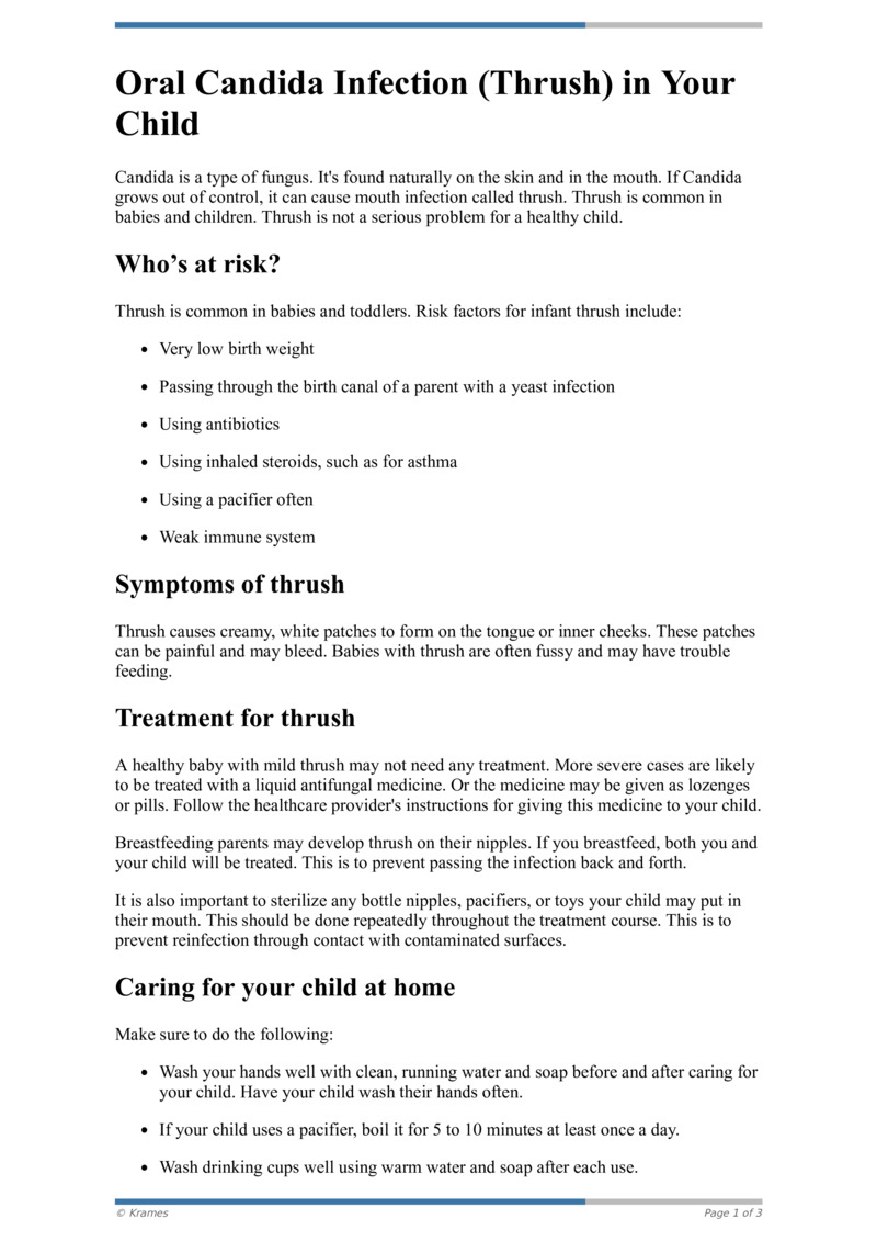 Text Oral Candida Infection (Thrush) in Your Child HealthClips Online