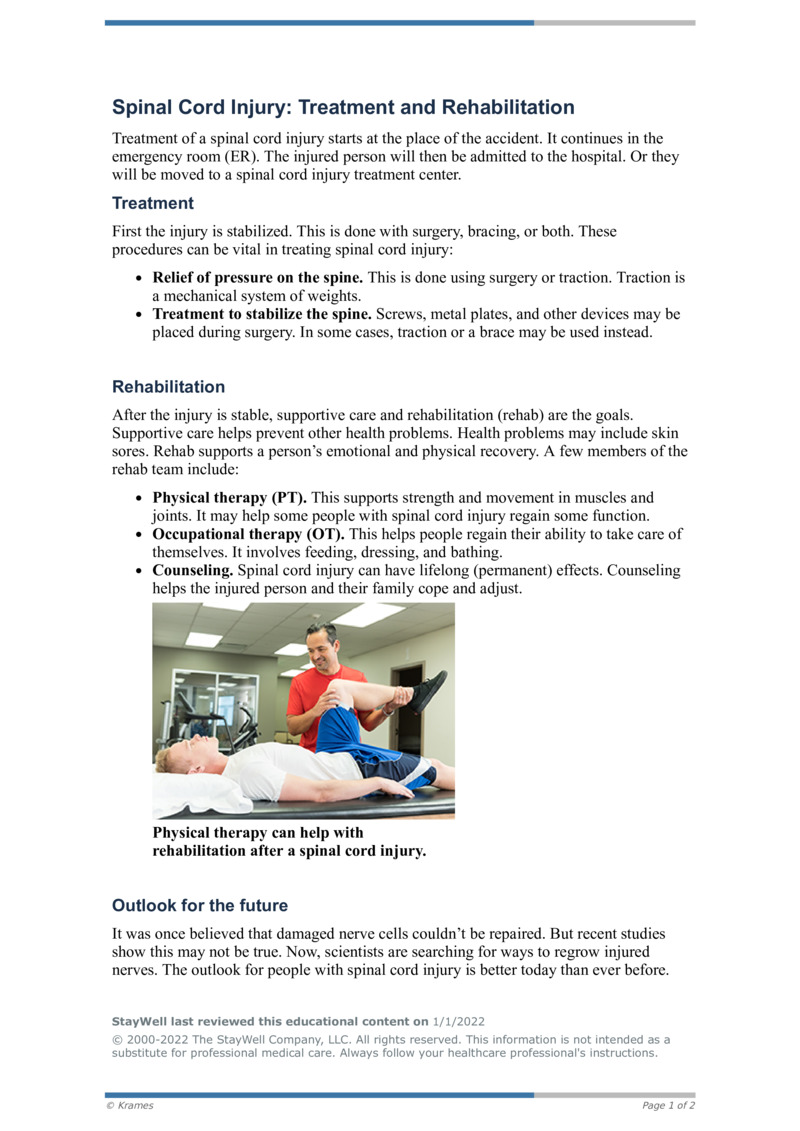 PDF - Spinal Cord Injury: Treatment And Rehabilitation - HealthClips Online