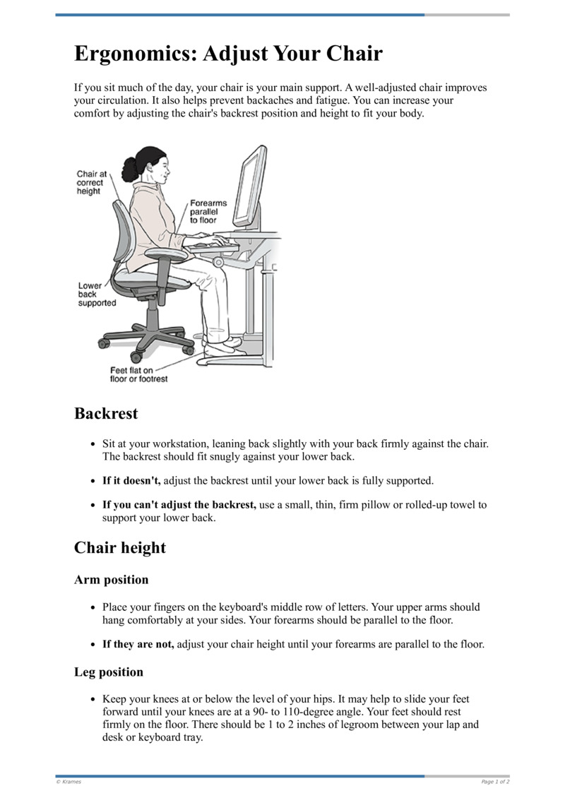 Text Ergonomics Adjust Your Chair HealthClips Online