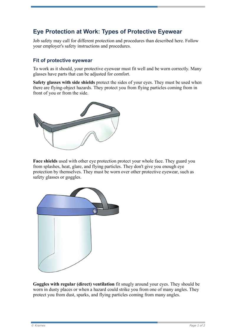 PDF - Eye Protection at Work: Types of Protective Eyewear - HealthClips ...