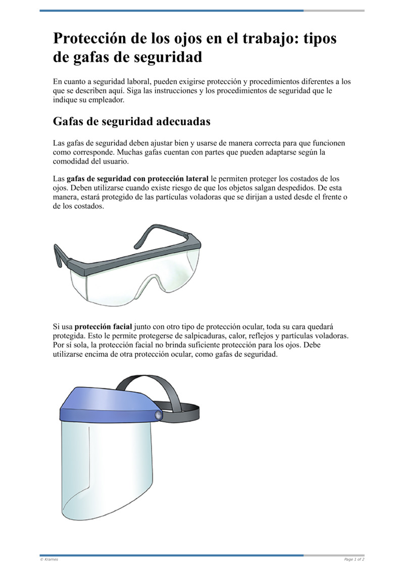 Text - Protección de los ojos en el trabajo: tipos de gafas de