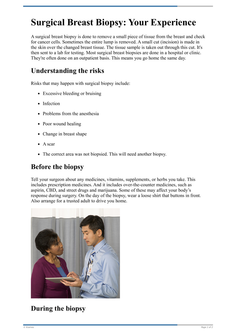 PDF Surgical Breast Biopsy Your Experience HealthClips Online