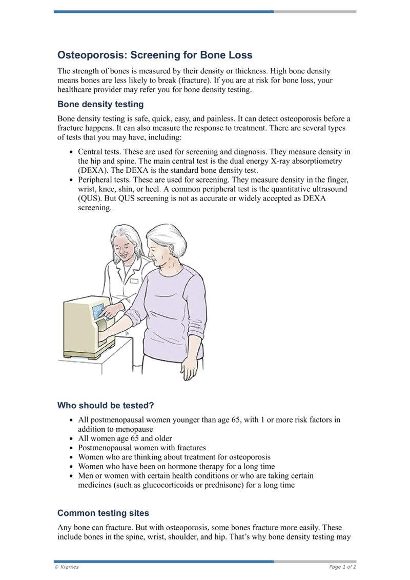 PDF Osteoporosis Screening for Bone Loss HealthClips Online