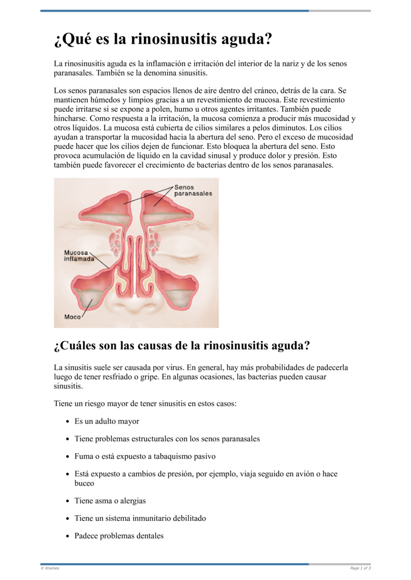 Poster image for "¿​Qué​ es ​la ​rinosinusitis ​aguda?​"
