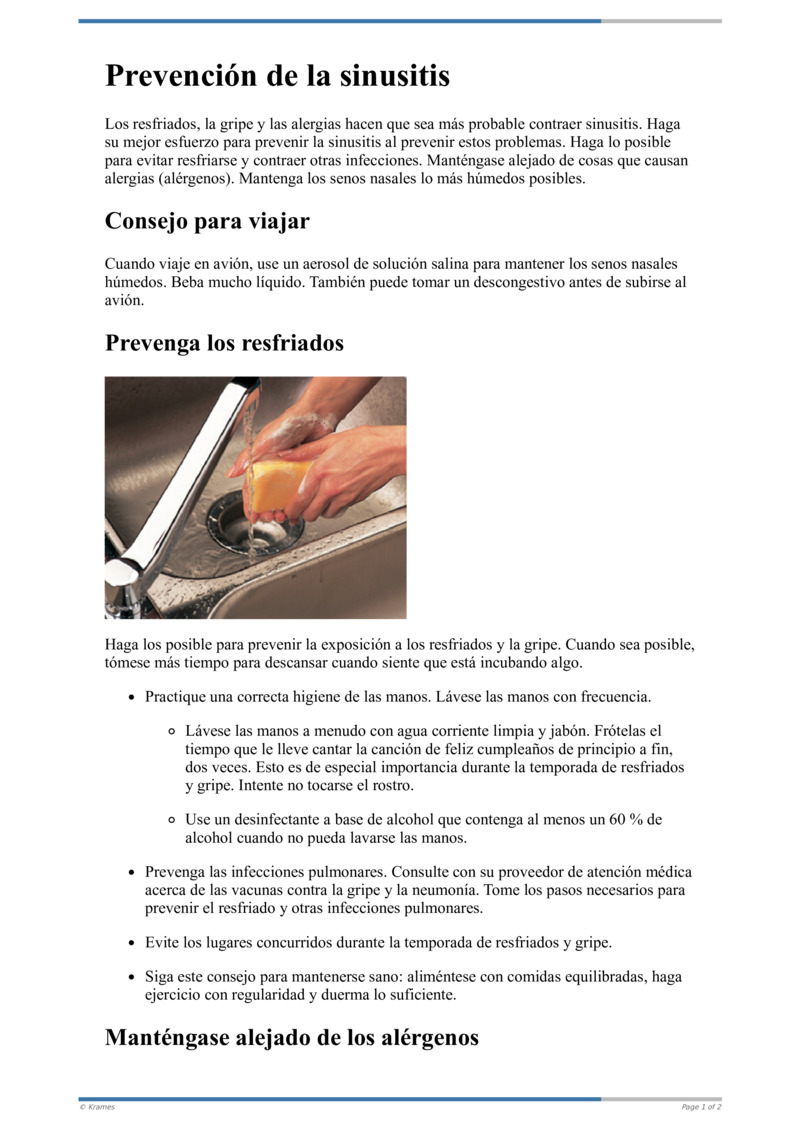 Poster image for "Prevención de la sinusitis"