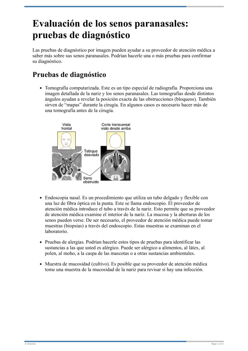 Poster image for "Evaluación de los senos paranasales: pruebas de diagnóstico"