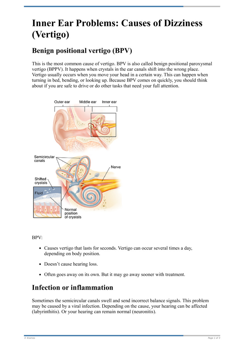 Poster image for "Inner Ear Problems: Causes of Dizziness (Vertigo)"