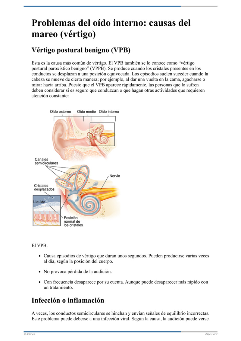 Poster image for "Problemas del oído interno: causas del mareo (vértigo)"
