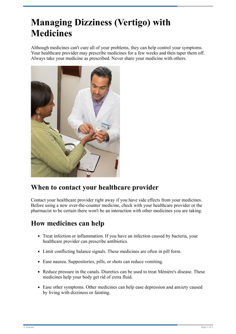 Text Managing Dizziness (Vertigo) with Medicines HealthClips Online