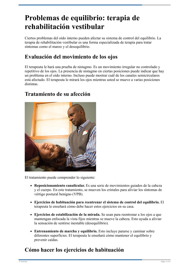 Poster image for "Problemas de equilibrio: terapia de rehabilitación vestibular"
