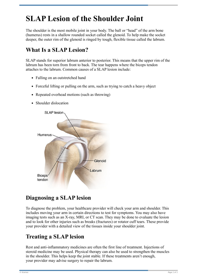 Text - SLAP Lesion of the Shoulder Joint - HealthClips Online