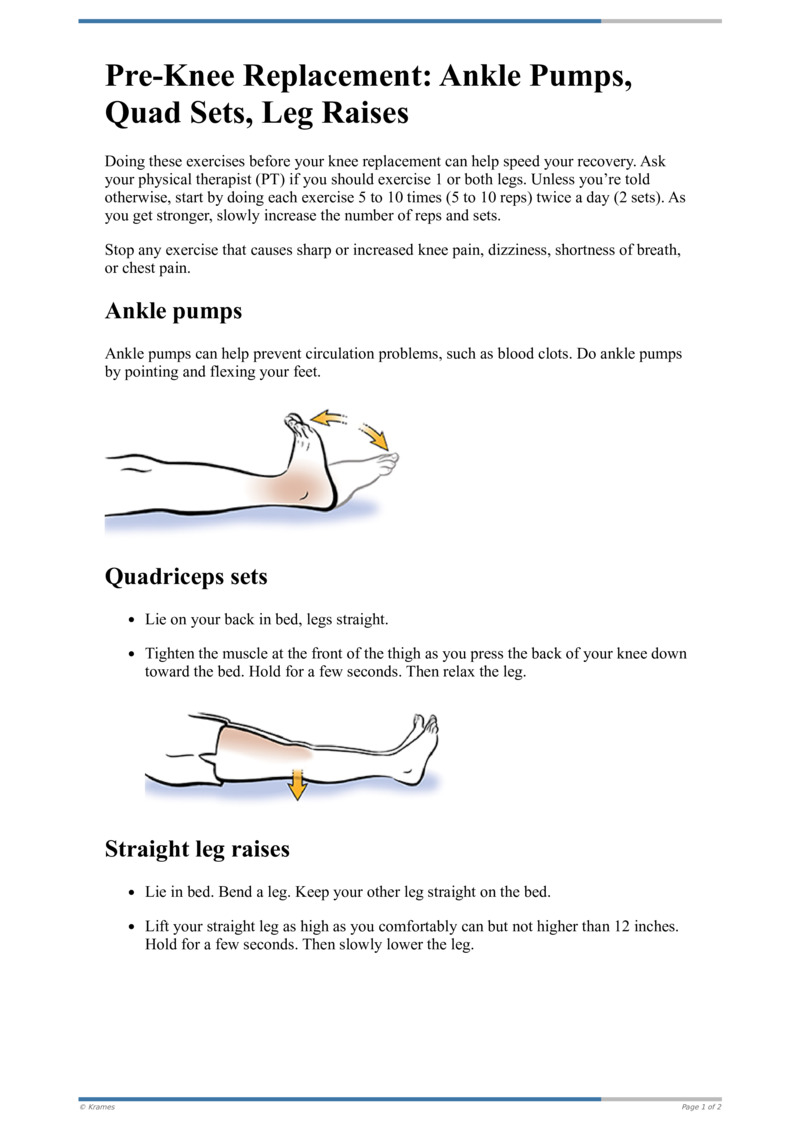 Pre Knee Replacement Exercises  Exercises Pre Knee Replacement