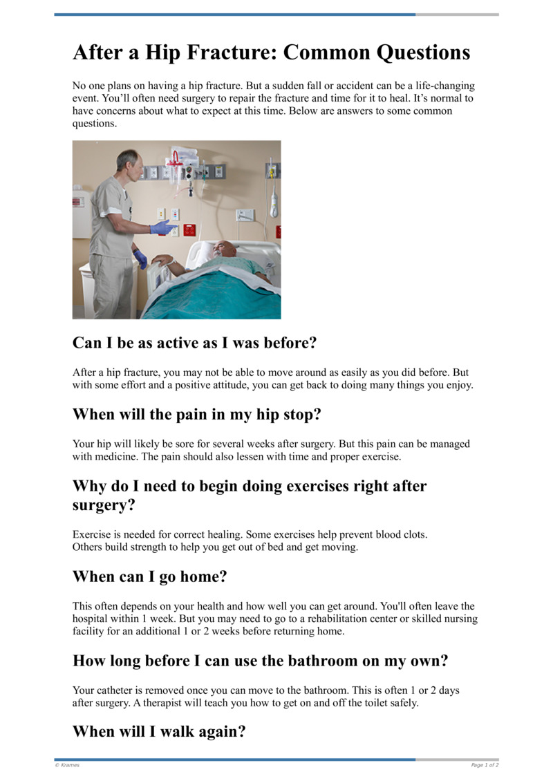 Text - After A Hip Fracture: Common Questions - HealthClips Online