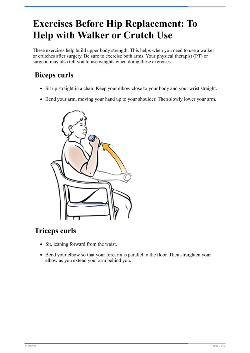 Text Exercises Before Hip Replacement To Help with Walker or Crutch