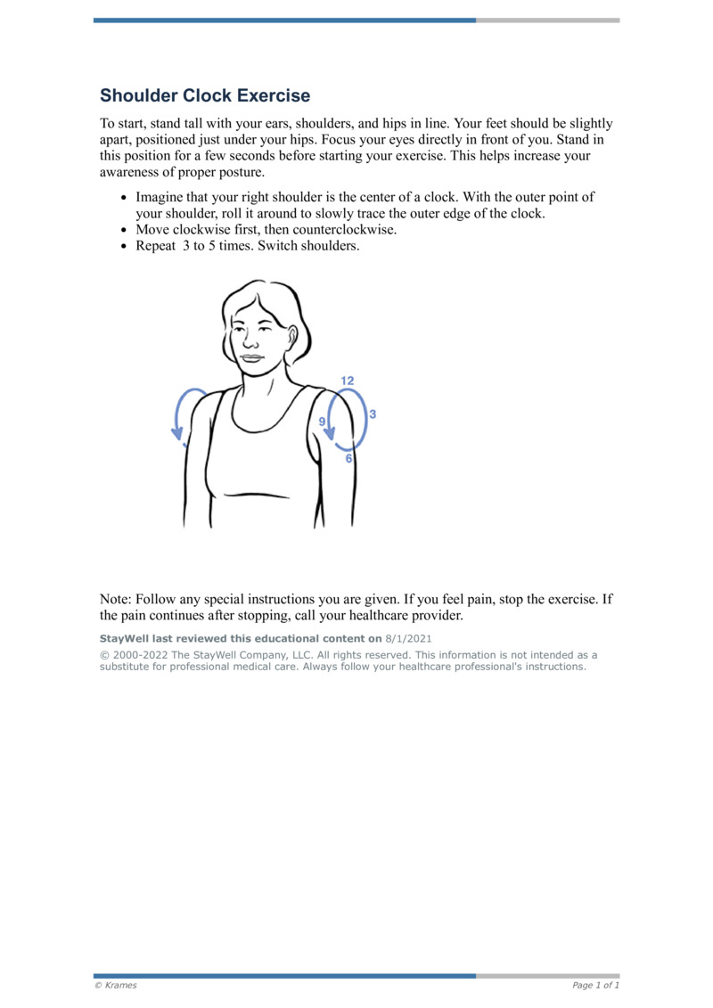 PDF Shoulder Clock Exercise HealthClips Online
